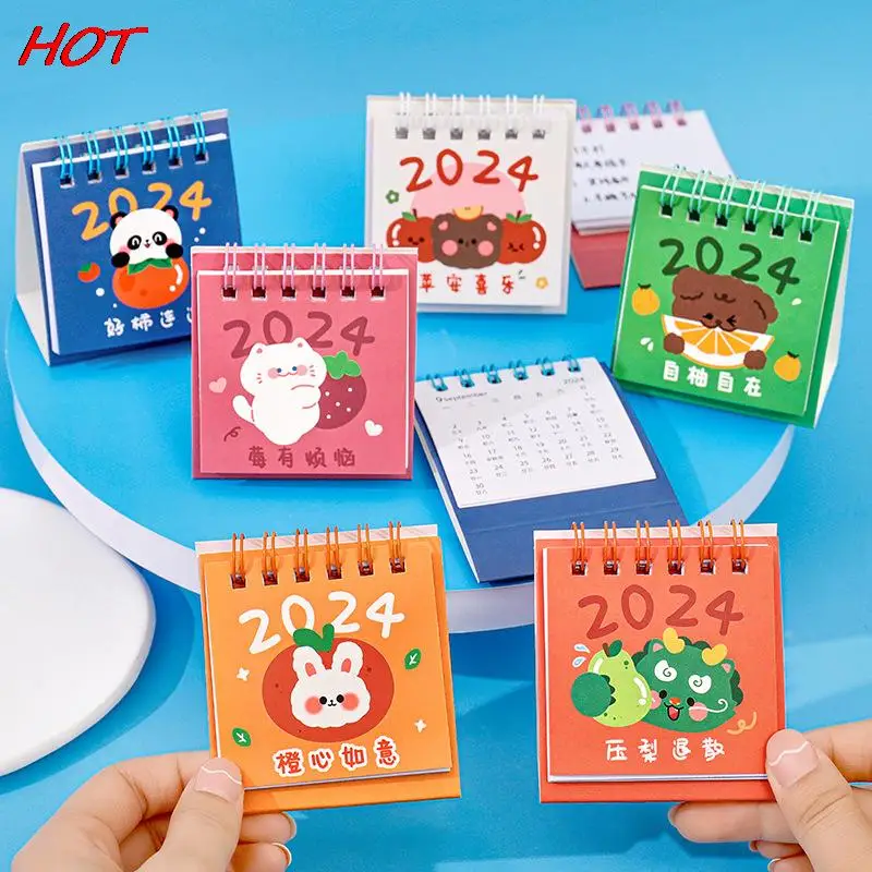 

2024 Mini Calendar Cute Desk Daily Scheduler Calendar Planner Standing Calendar Desktop Ornament Guest Gifts Office Supplies