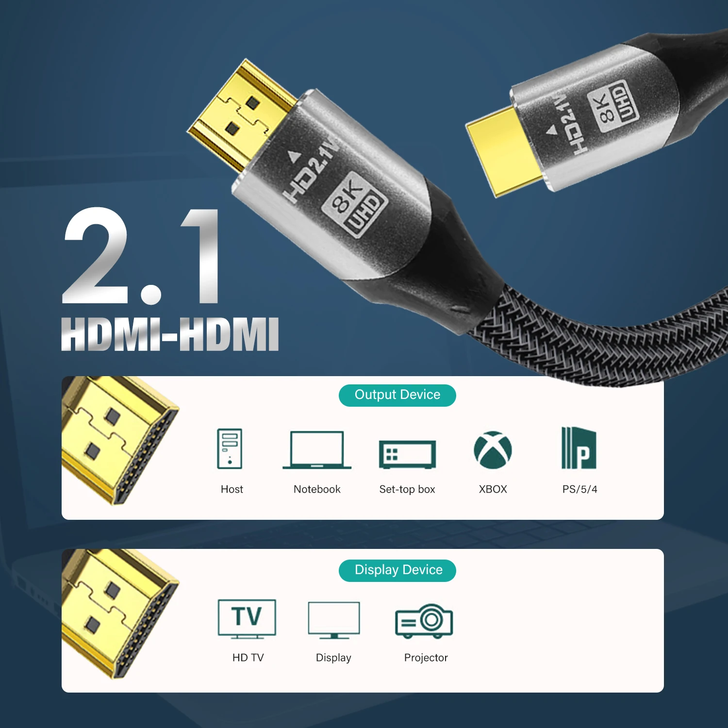 8K HDMI Cable for Xiaomi TV Box PS5 USB HUB Ultra High Speed