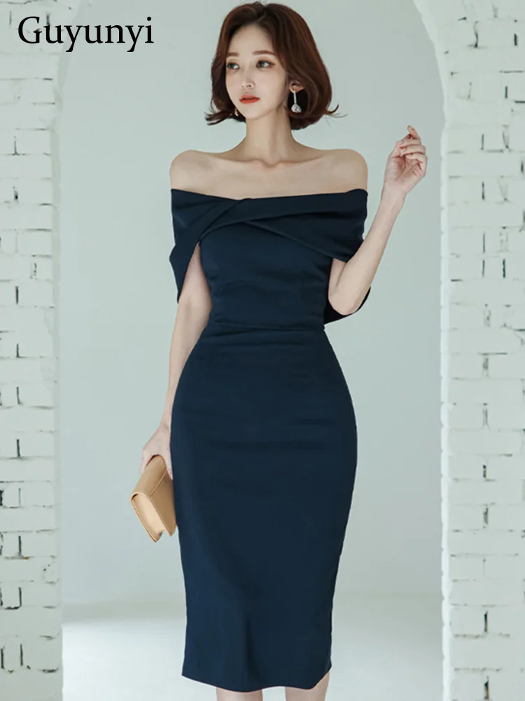Elegant-Party-Dress-Summer-Korean-Version-Solid-Sexy-Off-The-Shoulder ...