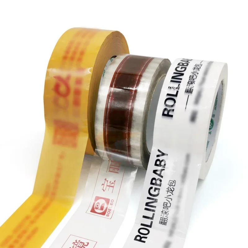 

Customized productCustom printed logo packaging tape self adhesive yellow brown colored carton sealing BOPP packing tape