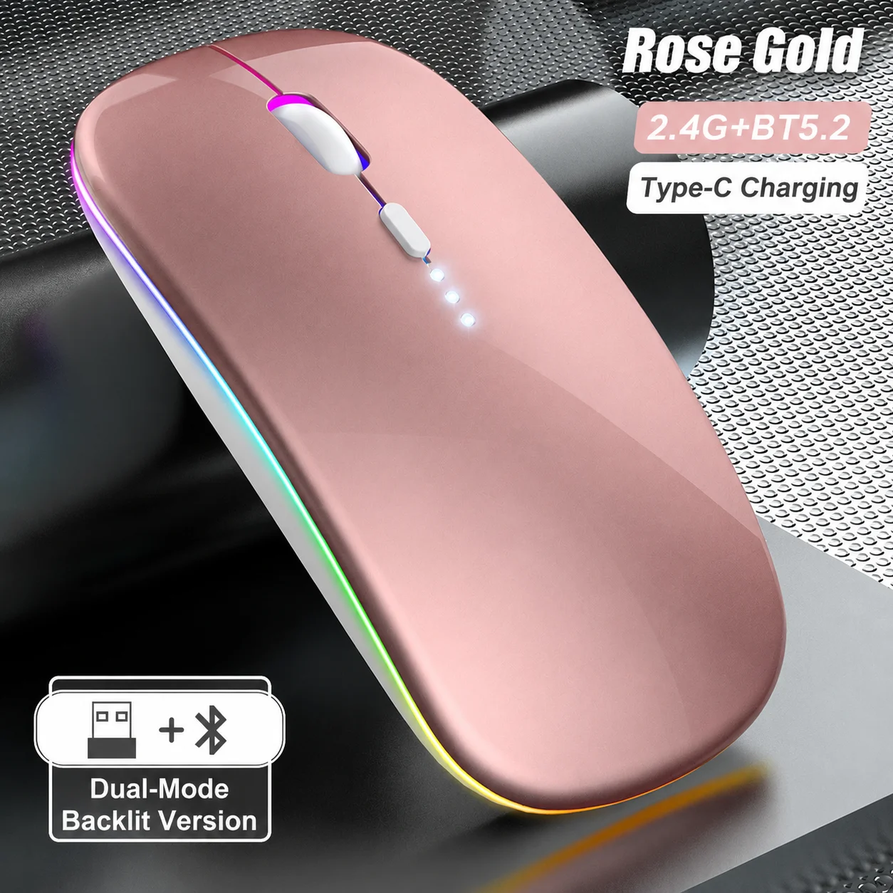 Ergonomic Wireless Bluetooth Mouse with USB Receiver