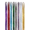 90cm Shiny Sparkle Threads Glitter Hair Tinsel Rainbow Strands Gold Hair Laser False Hair Extensions For Women Girl Kids Styling 5