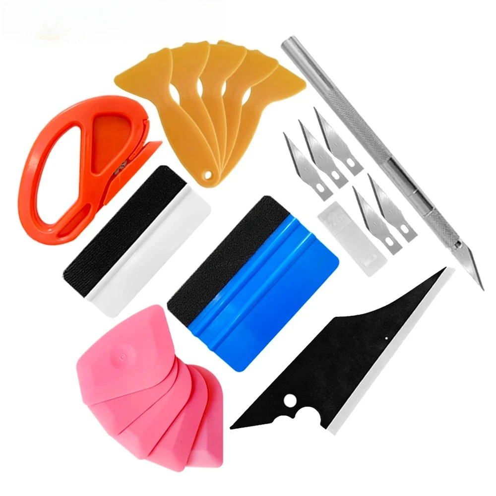 Vehicle Window Tinting Tools Set Felt Squeegee Hard Scraper Car Wrapping Film Installation Kit Auto Accessories