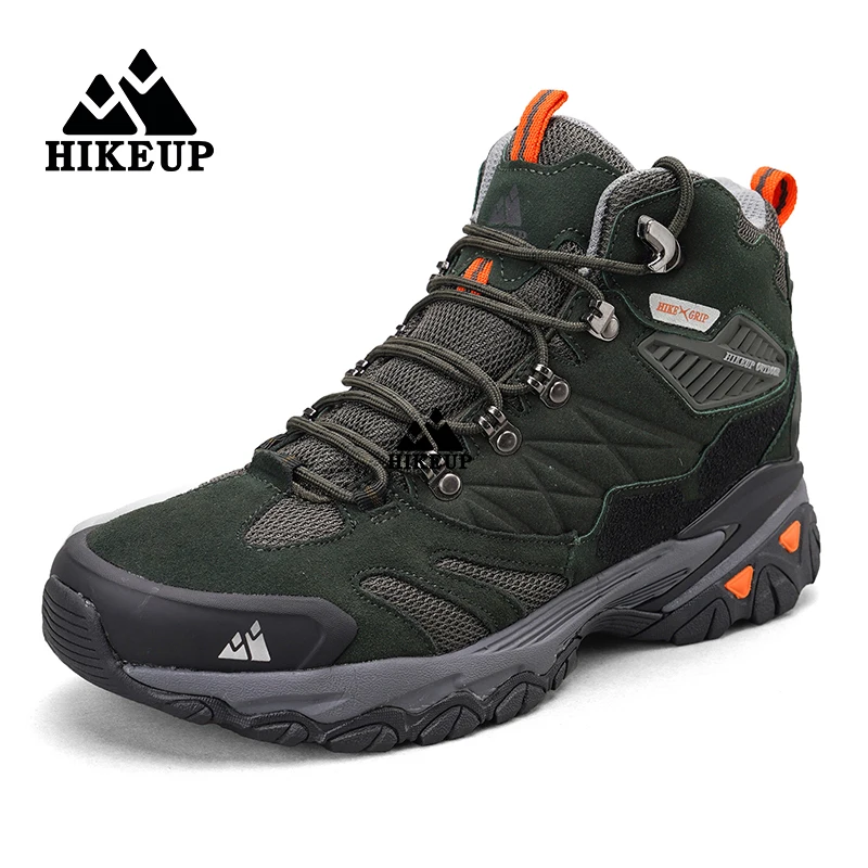 HIKEUP New Men‘s Hiking Shoes Leather Outdoor Sneakers for Men Trekking Boots Male Camping Hunting Mens Tactical Ankle Boots