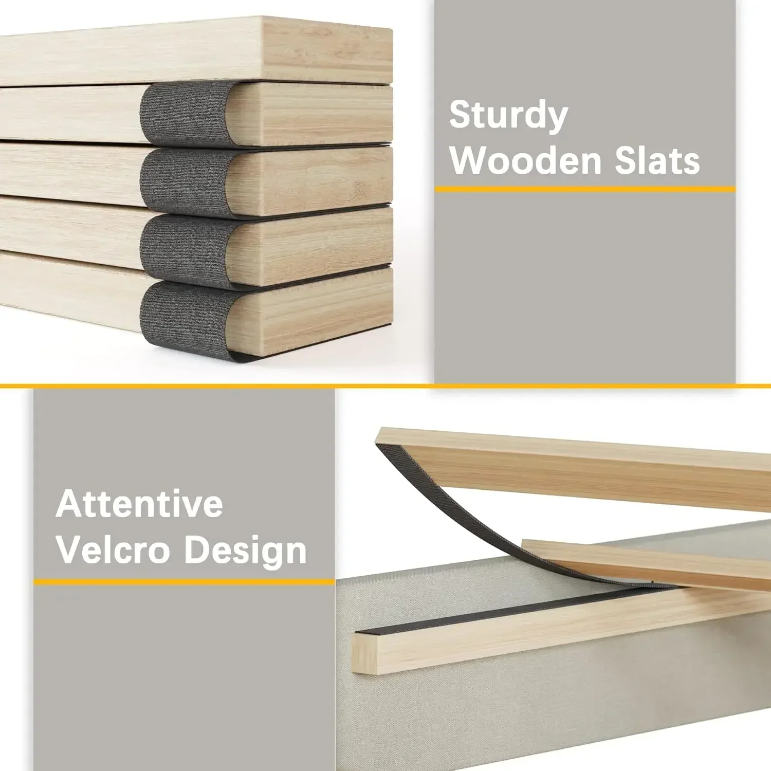 King Bed Frame Upholstered Bed Frame Platform with Adjustable Headboard Linen Fabric Headboard Wooden Slats Support/No Box 5