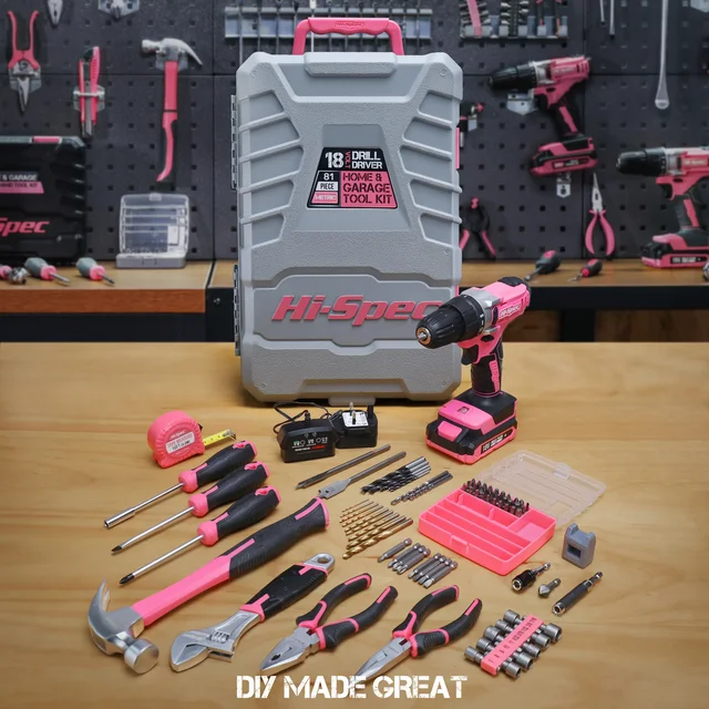 工具 Hi-Spec 56pc Pink Home Garage Tool Kit Set. Essential Hand Tools f 平行輸入 Hi-Spec 56pc Pink Home \u0026 Garage Tool Kit Set. Essential Hand Tools