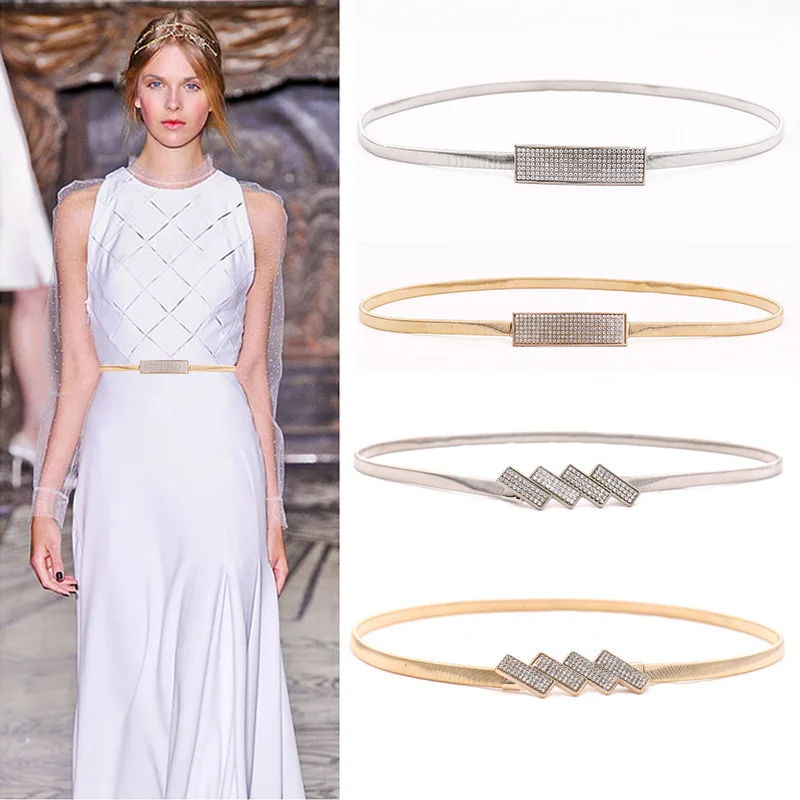 Rose Flower Buckle Waist Chains for Women Elastic Slim Body Metal Thin  Belts Gold Sliver Dress Skirt Decorative Waistband Straps - AliExpress  200000297