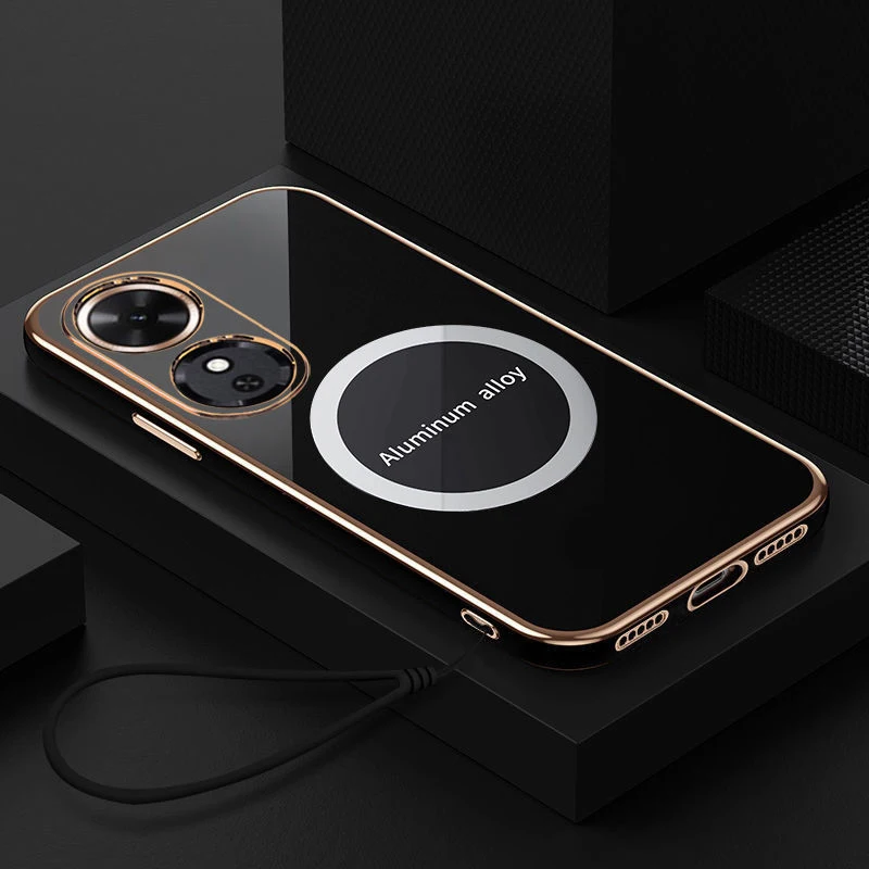 Luxury Magnetic Attraction Square Plating Shockproof Silicone Phone Case
