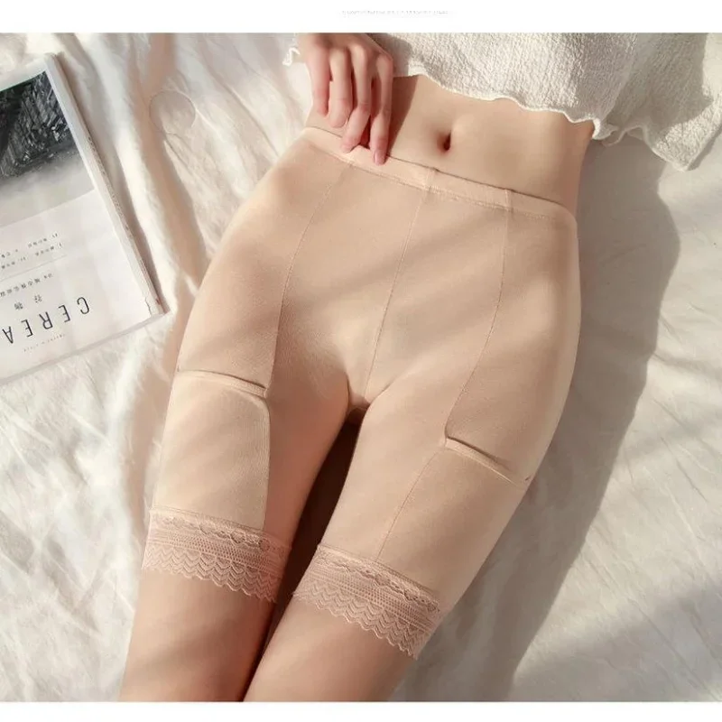 Women Safety Shorts Pants Lace Boxer with Pockets High Waist Summer Plus Size Underwear