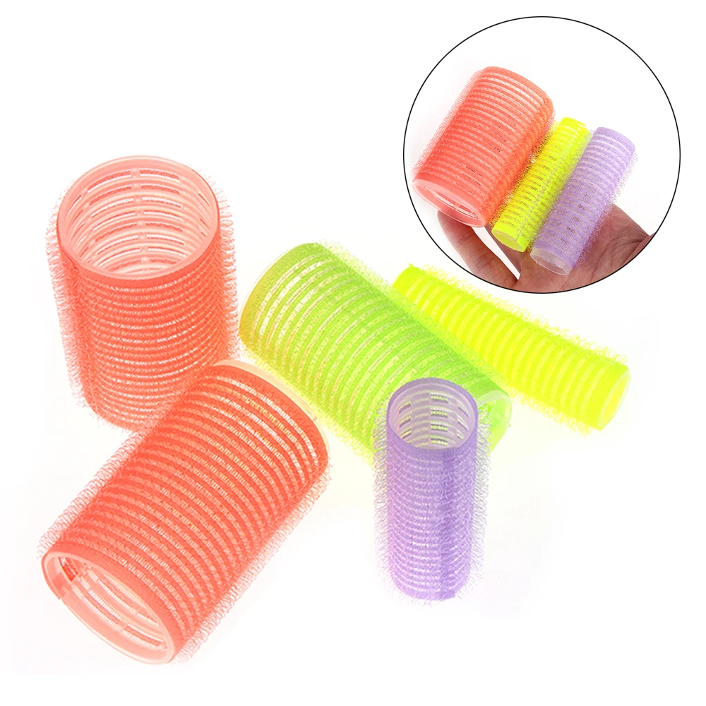 6Pcs Hair Rollers Full Size DIY Magic Large Self Adhesive Hairdressing