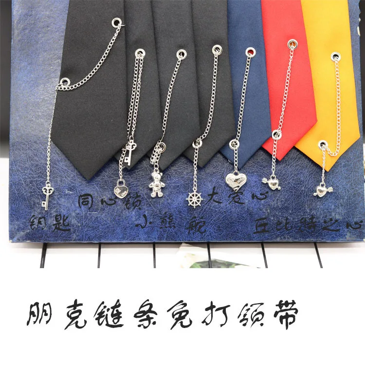 Kette Krawatte, schwarze Krawatte ohne manuelle Knoten, Krawatte im College-Stil für Jungen und Mädchen, einfache und modische Uniform-Accessoires – Detail 2