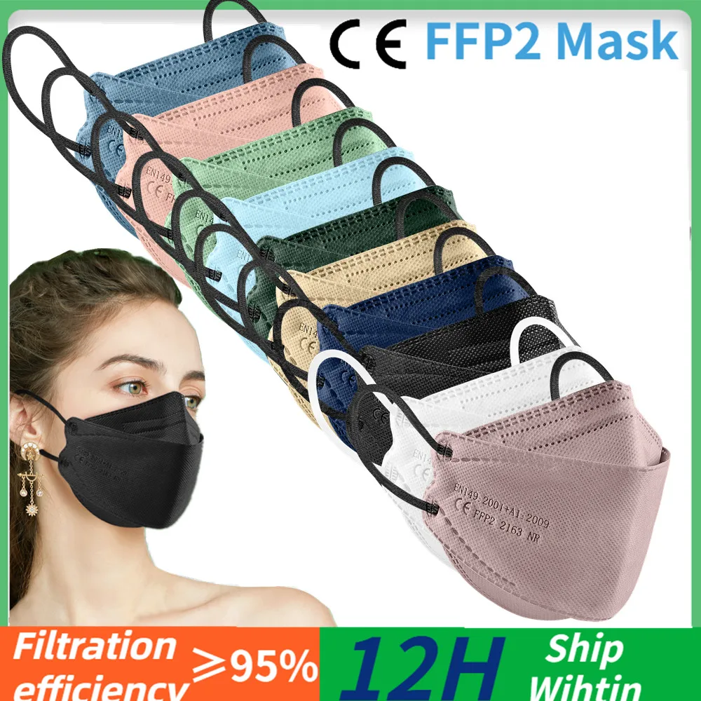 

Morandi FFP2 KN95 Mask Fish 4 Layers ffp2mask FPP2 Certified KN95 Face Mask fp2 10/50/100PCS mascherine ffp2 adulti masque ffp 2