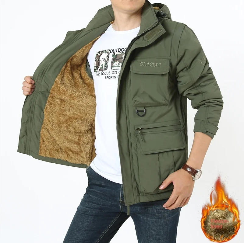 Man Coat Jacket Bomber Male Tactical Jacket for Men Trekking Techwear Retro Heavy Cardigan Military Sports Camping Oversize