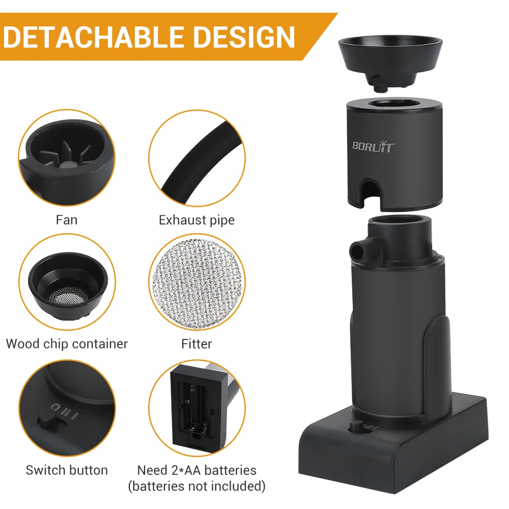 Smoke Infuser BORUIT Portable Molecular Cuisine Smoking Gun Food Cold Smoke Generator Meat Burn Smokehouse Cooking Tool Kitchen Accessories