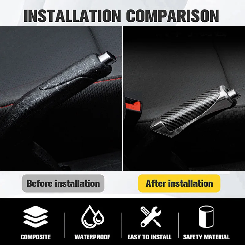 Car Handbrake Grips Hand Brake Cover Protection Cover Carbon Fiber Parking Brake Decoration Shell Interior Accessories