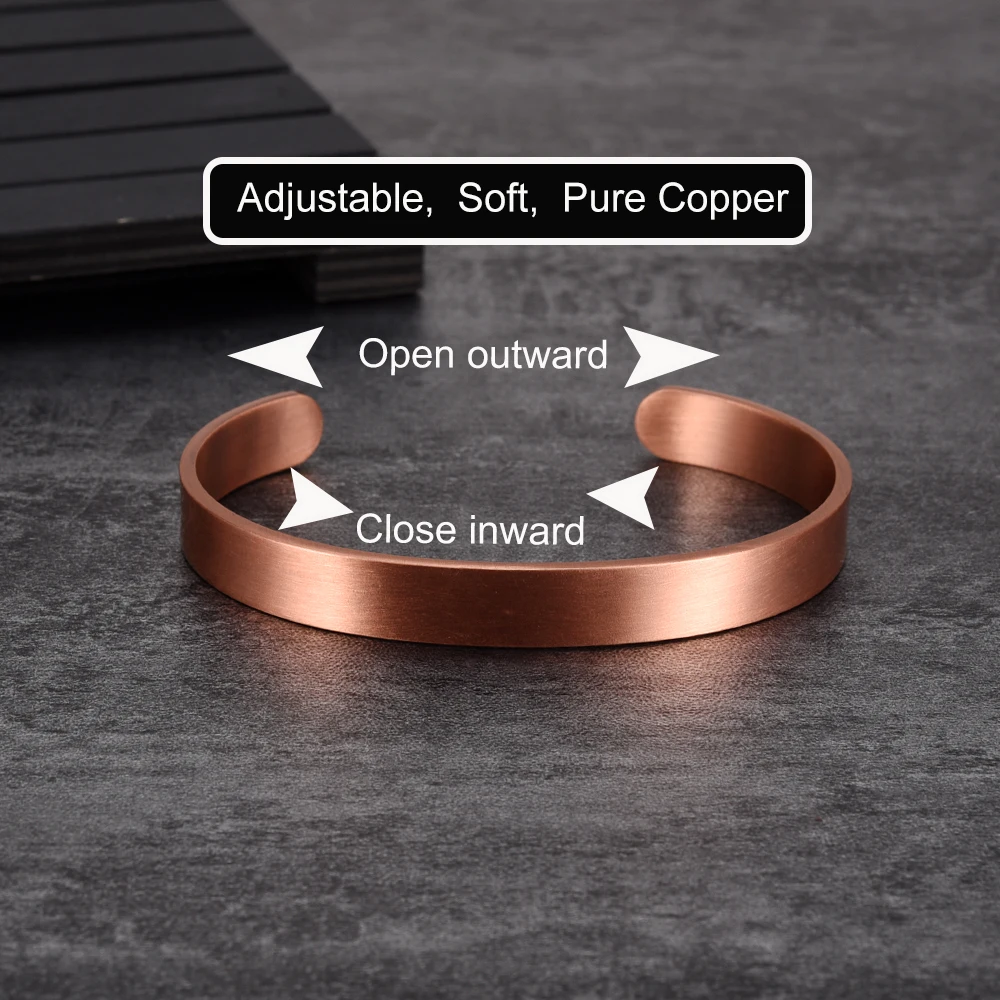 Bangle Bracelet Vinterly Pure Copper Matte Adjustable Open Cuff 9.5mm Wide Bangles Soft Metal Resizable Jewelry Men Women Gifts bangle bracelet