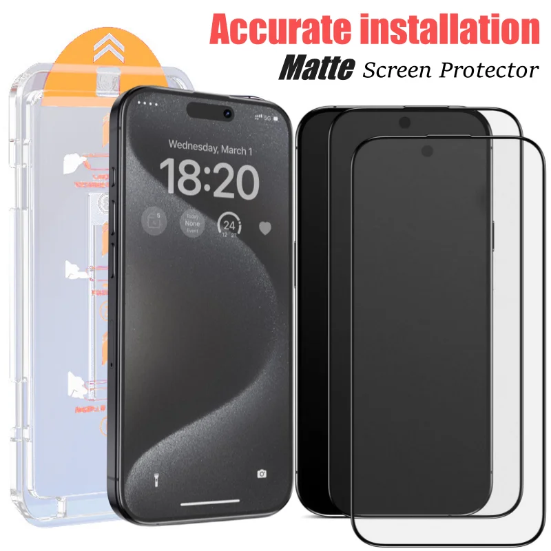 

2PCS Froster Screen Protector Matte Glass for IPhone 15 14 13 12 11 Pro Max Tempered Glass for IPhone X XR XS Max Plus Easy Tool