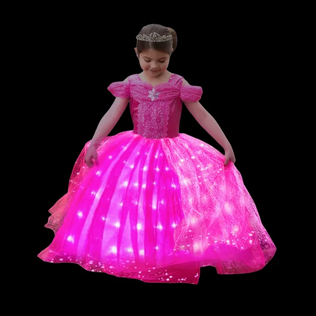 Uporpor-Robe princesse Elsa pour filles, vêtements de fête cosplay Reine  des neiges, carnaval, robe de Rhde Noël, lumière LED, enfants - AliExpress