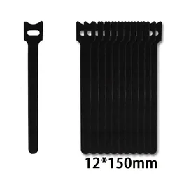 Adhesive Velcro Nylon Cable Management Straps - Reusable and Adjustable - 30pcs (Black)