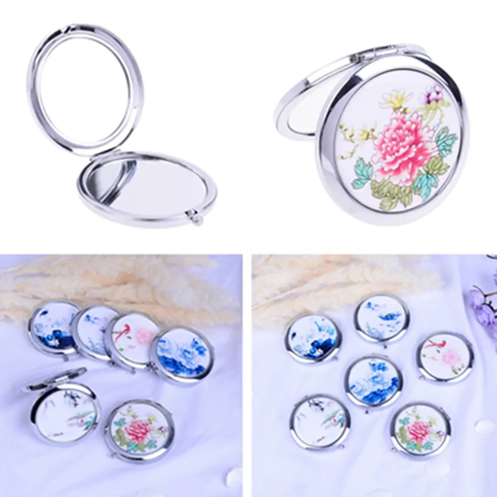 1PC Vintage Pocket Mirror Mini Women Girls Metal Double-Side Folding Cosmetics Mirrors for Personalized Wedding Gifts