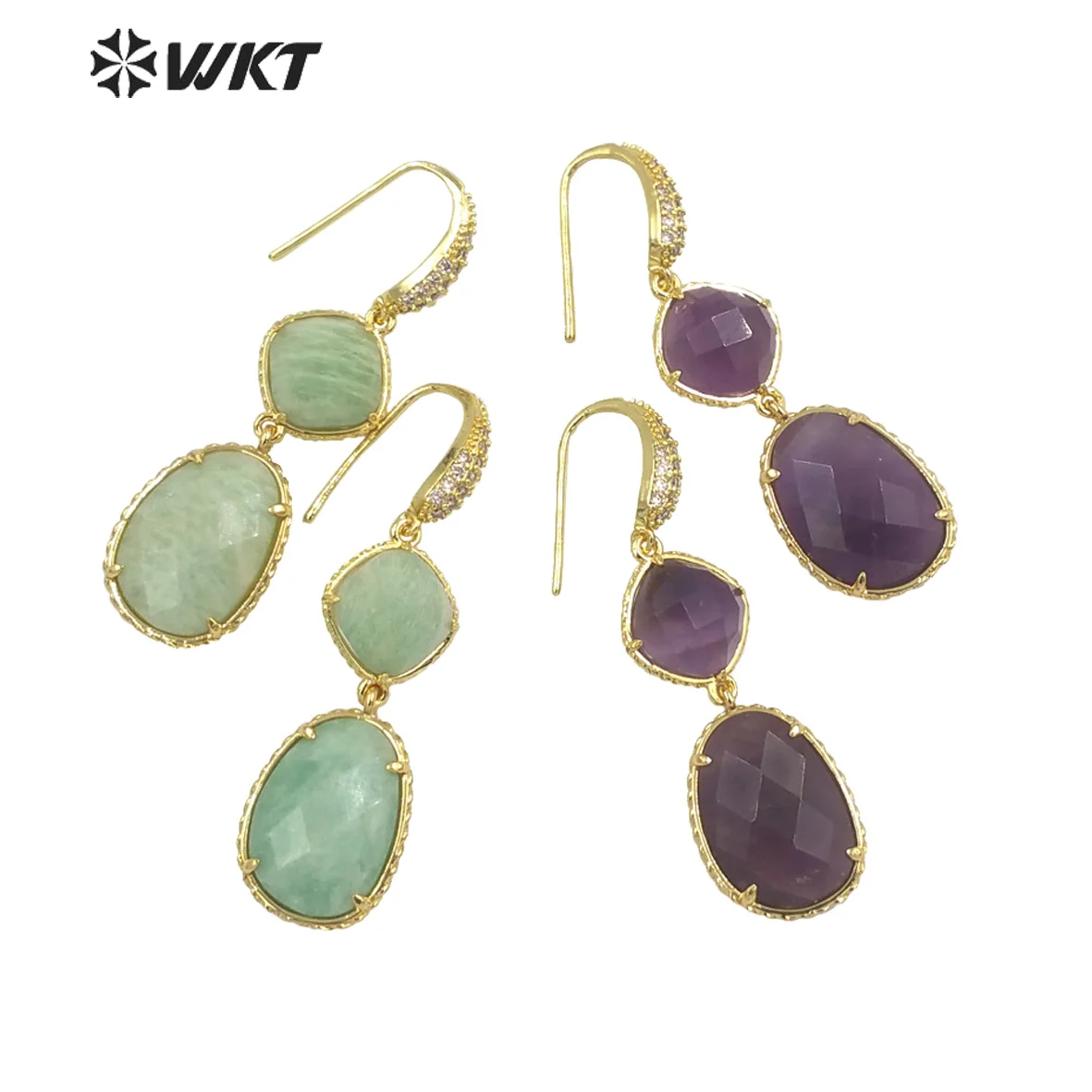 

WT-E687 WKT 2022 Delicate Retro party natural gemstone gold-plate Earrings birthday party gift trend jewelry attractive