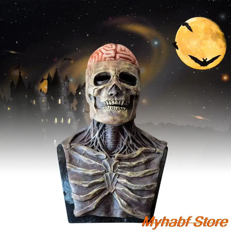 Halloween Horror Skeleton Mask Headgear 3D Full Head Skull Mask Skeleton Helmet Latex Scary Mask Halloween Masquerade Props Gift