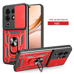 Itel Super 26 Ultra Magnetic Ring Holder Armor Phone Case with Slide Camera Protection for Itel Super 26 Ultra (SJ Red)