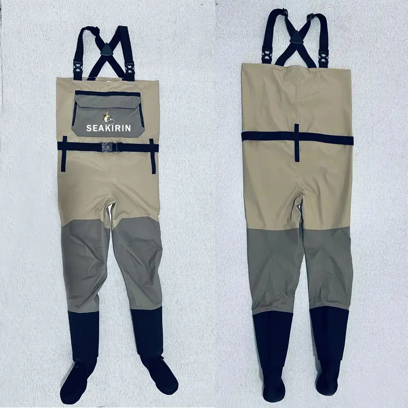 4 Layer Waterproof Men's Chest Fishing Waders Stockingfoot River Dry