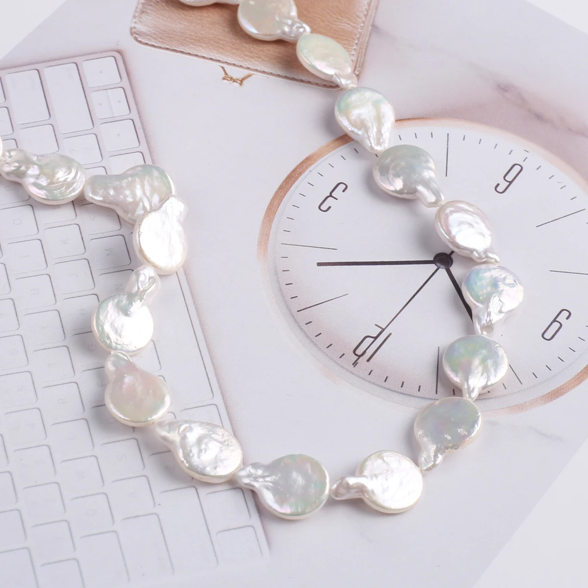 Natural Pearl Button Bead White Exquisite Shape Elegant Appearance for DIY Jewelry Making Handmade Bracelet Necklace Length 36cm