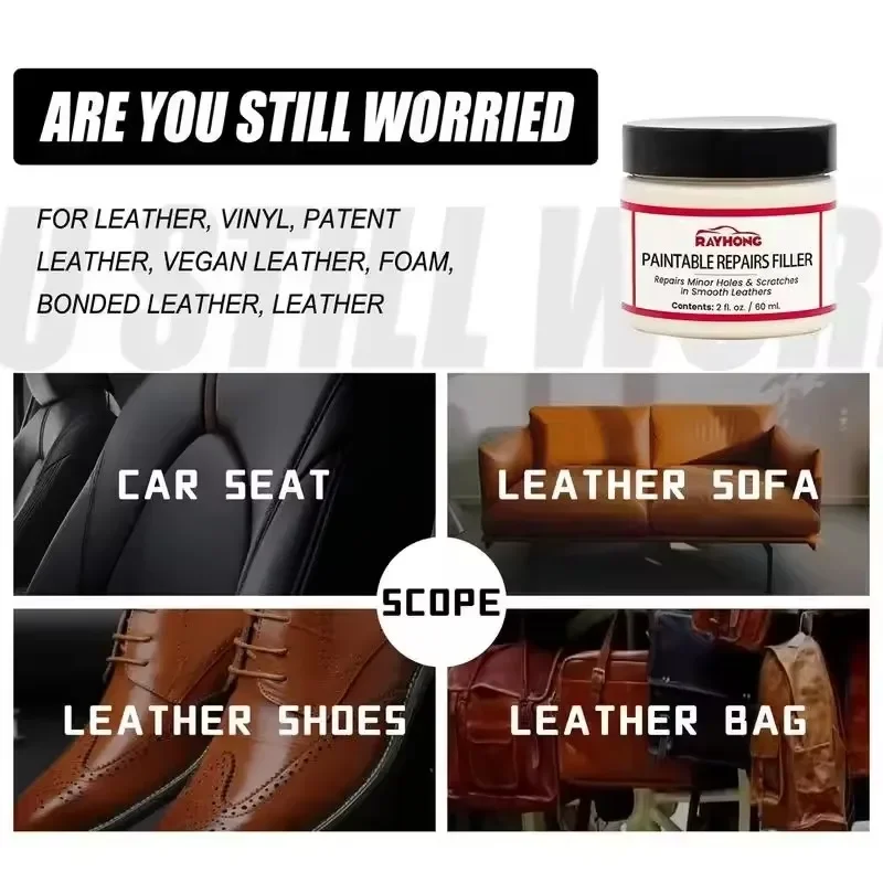 1-10PCS 60ml Leather Filling Paste Leather Filler Repair Car Repair Scratches Cracks Sofa Seat Leather Complementary Refurbishin 4