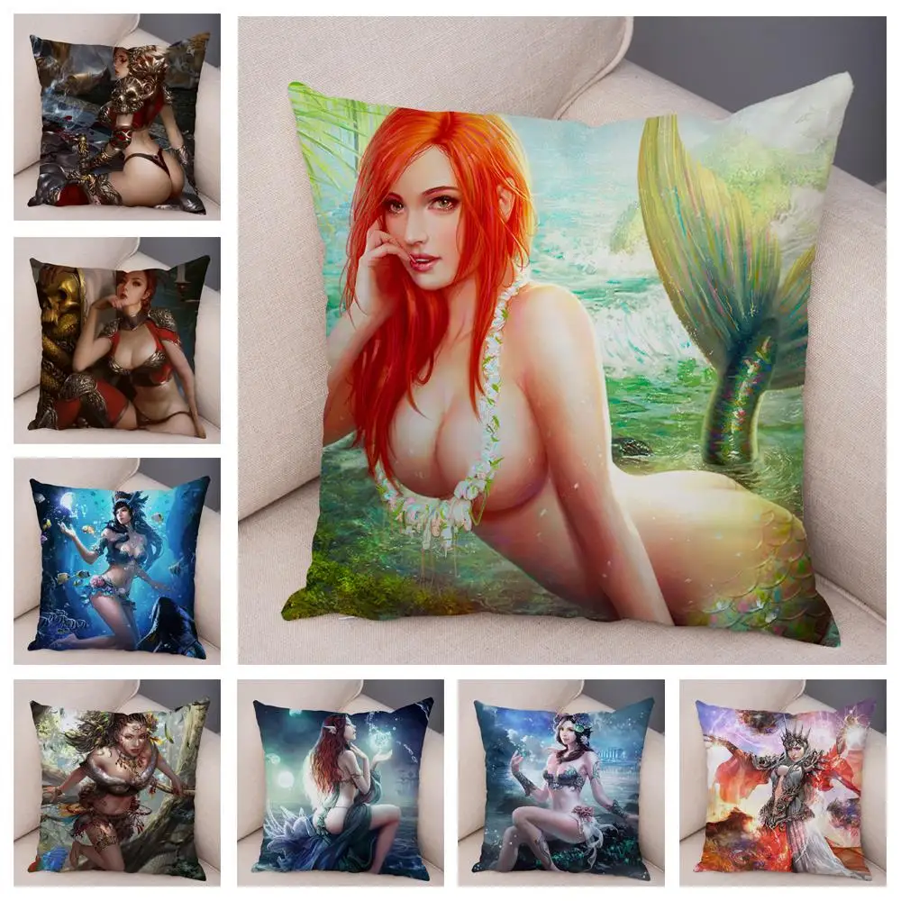 

Sexy Beautiful Girl Luxury Throw Pillow Case Cushion Cover Home Living Room Decorative Pillows For Sofa Bed Car 45*45 Nordic