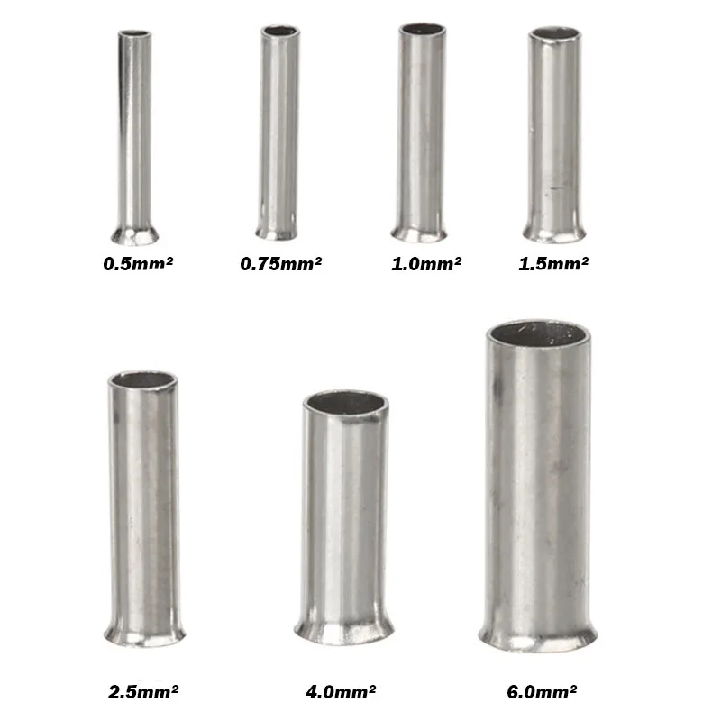 Wire Connector Terminals 600Pcs 0.5-6.0mm2 Uninsulated Copper Terminal Bootlace Ferrules Cord End Electrical Cable Crimp