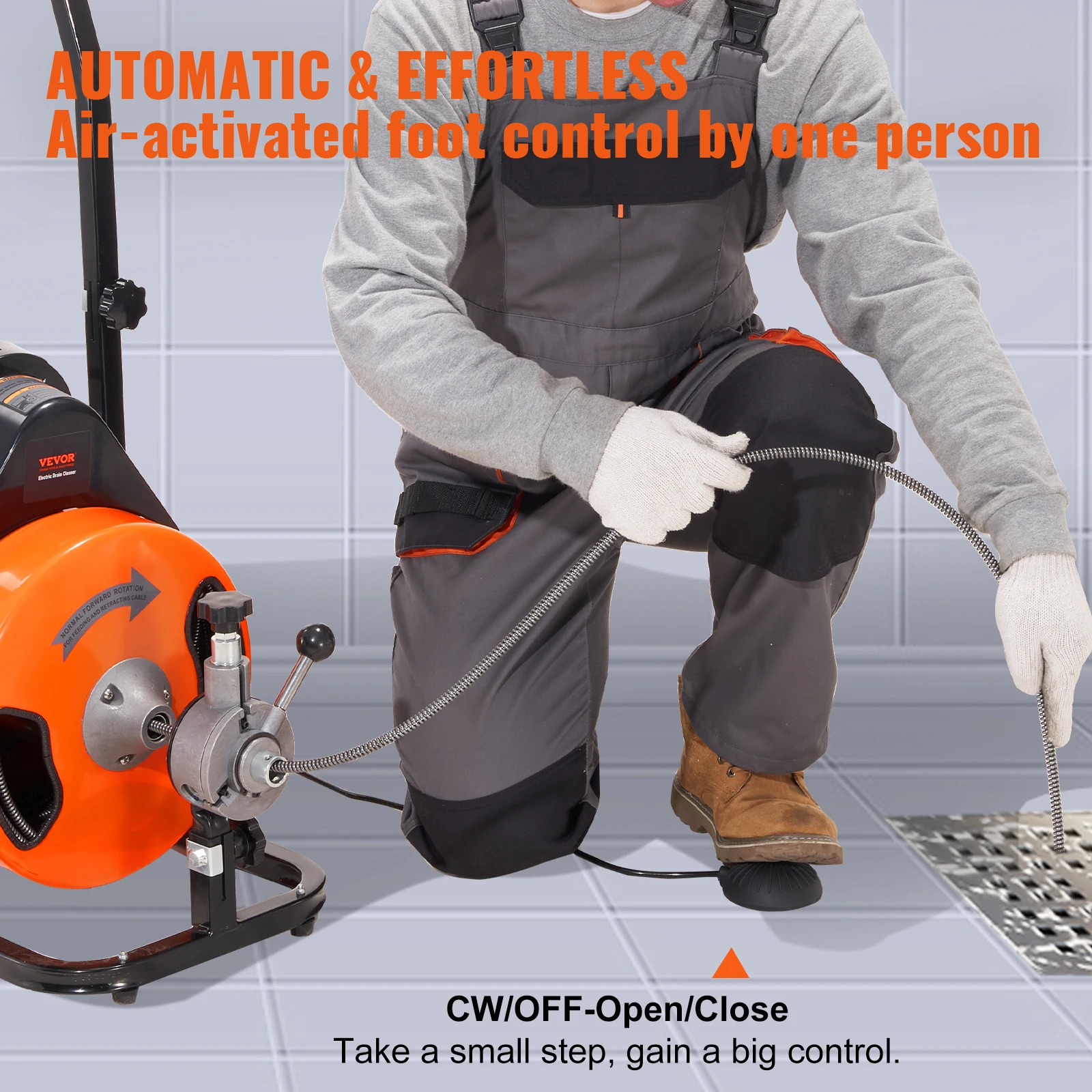 Electric Drain Cleaner Machine with 100FT Cable for Toilet and Sink