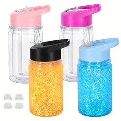 Set of 4 Reusable Double - Layer Plastic Snowball Cups with Lids and Straws, 10 Oz - 300ml (4PCS)
