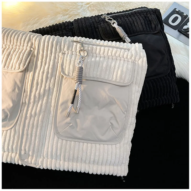 New Autumn Winter Men\'s Vest Sleeveless Cardigan Loose Coat Corduroy Jacket Retro Luxurious Brand Tops Cotton Waistband Warm