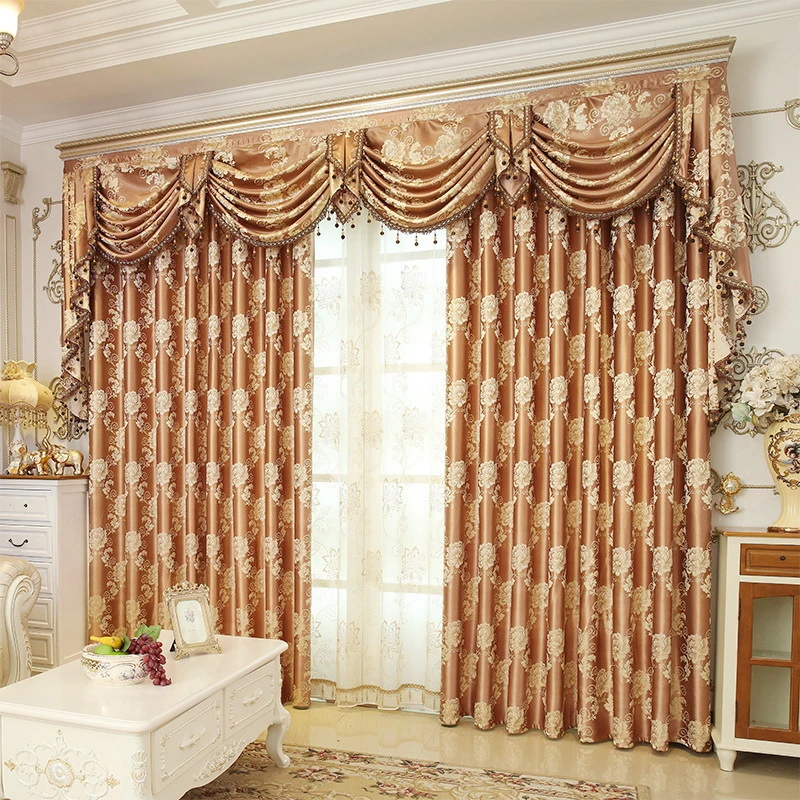 

Luxury Curtains for Living Room European Palace Classical Red Gold Jacquard Embroidery Atmosphere Bedroom Curtain Customization