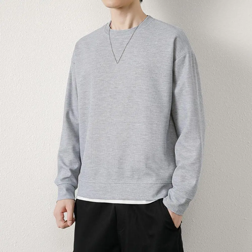 

Men Long Sleeve Shirt Men Long Sleeve T-shirt Men's Solid Color Long Sleeve T-shirt Soft Breathable Pullover for Fall Spring