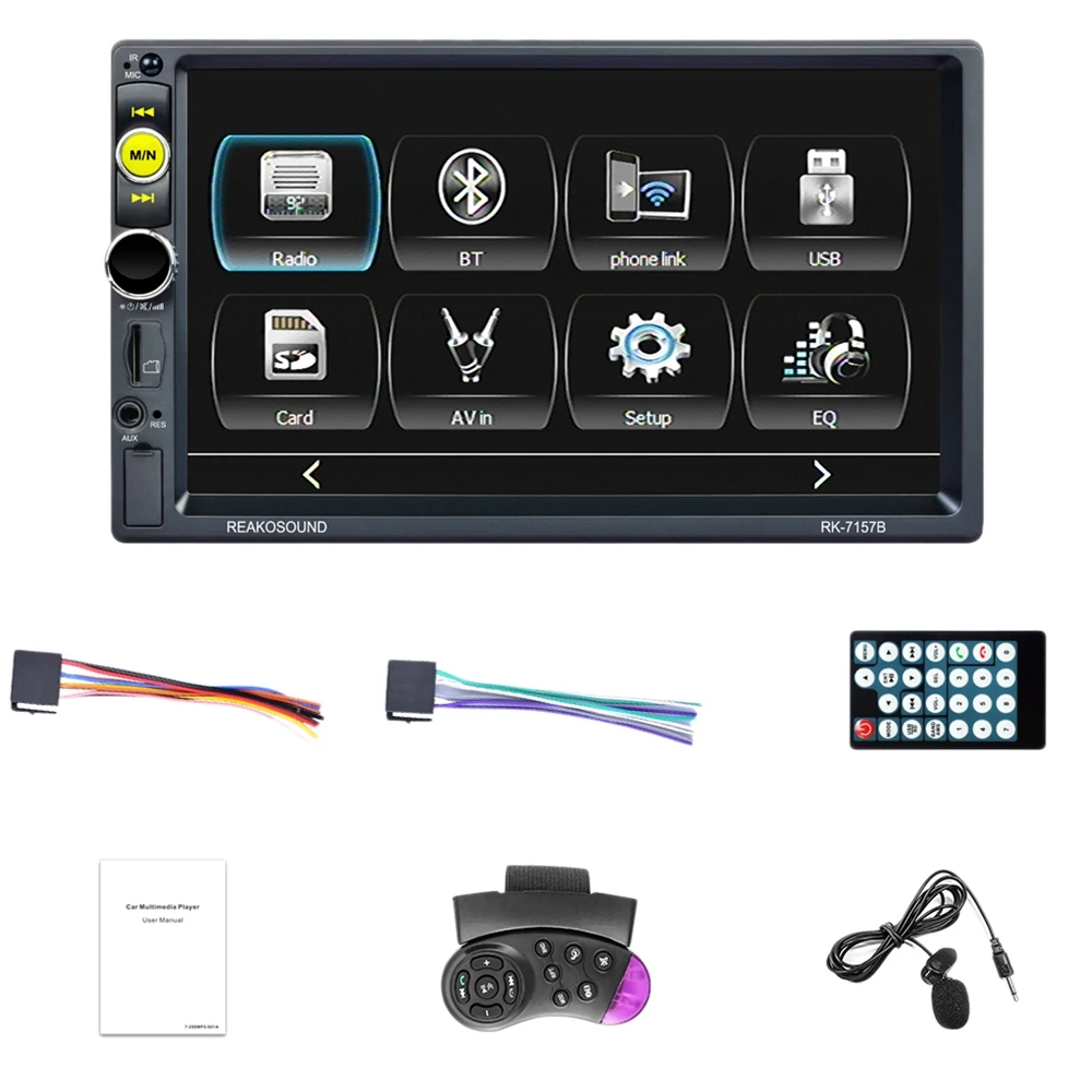 

Автомагнитола с 7-дюймовым дисплеем, mp5-плеером, Bluetooth, FM, пультом дистанционного управления