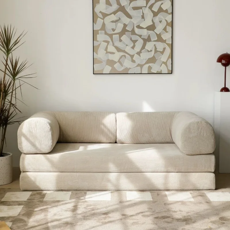 Fabric Sofa Bed Retro American Style Modular Couch Small Apartment Living Room Detachable Washable Lazy Sofa Bed Comfort Design