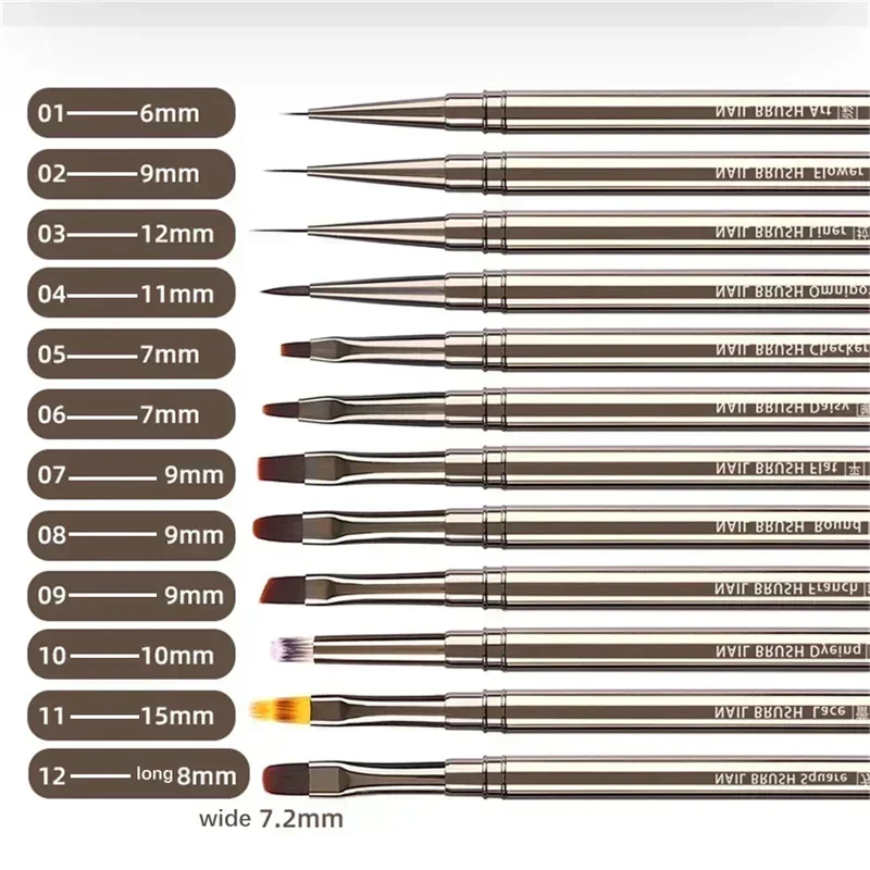 Nail Art Liner Brush Gel Nail Polish Painting Brush Acrylic UV Gel Extension Drawing Carving Pen Nail Art Brushes Manicure Tools 2