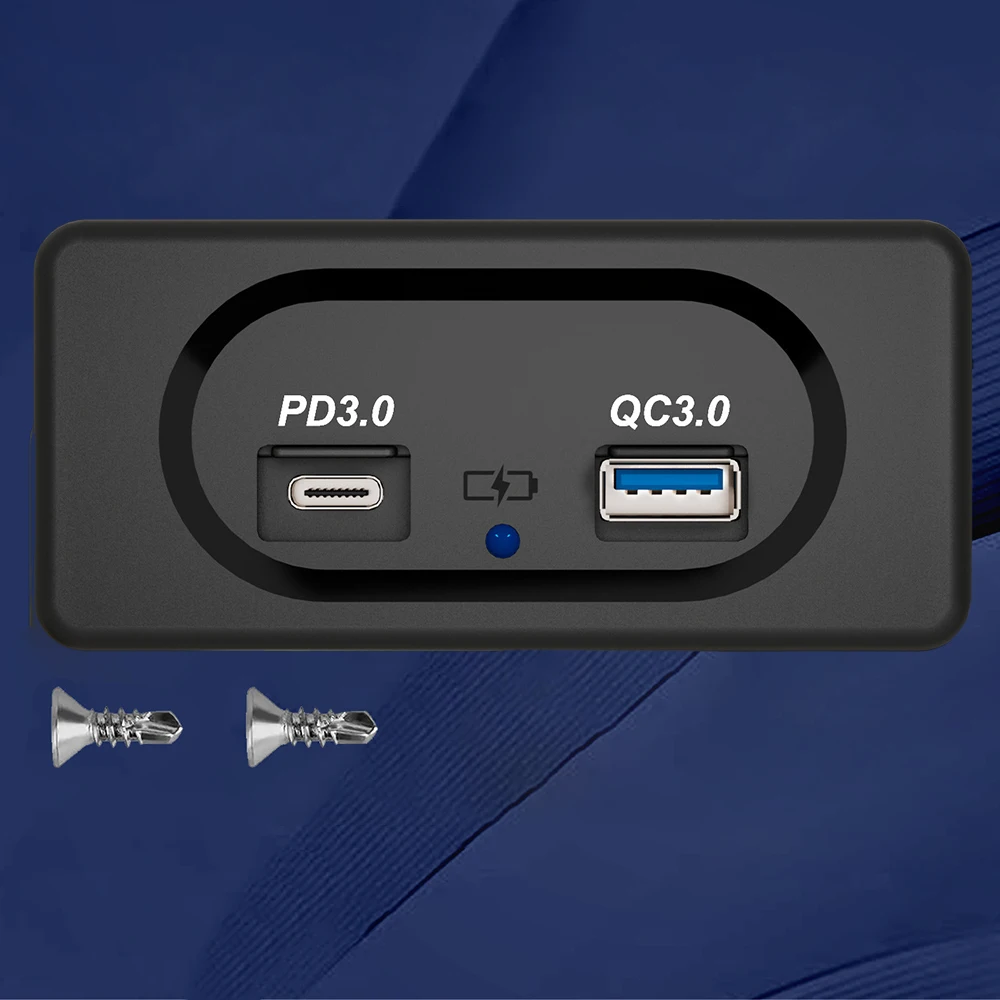 

Dual USB Car Charger 1 Pcs Adapter Black Car Accessories Charging Panel Mount Fast Charger Power Socket QC3.0+PD3.0