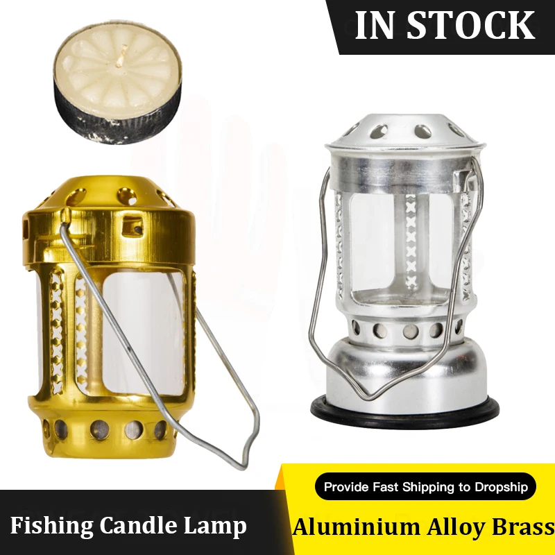 Outdoor Camping Fishing Candle Lantern Mini Bright Aluminium Alloy Brass  Night Fishing Hanging Candle Lamp for Angling