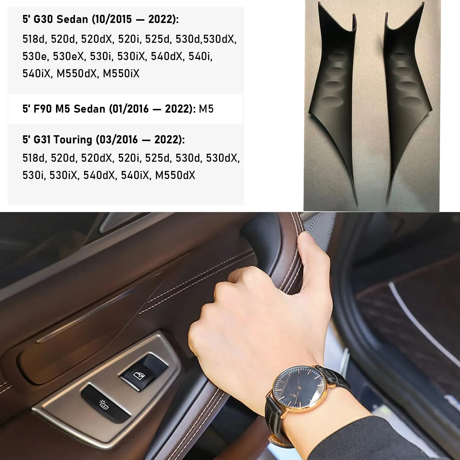 BMW G30 F90 M5 530i M 스포츠 540i 보호용 5 시리즈 스냅온 자동차 도어 핸들 내부 커버