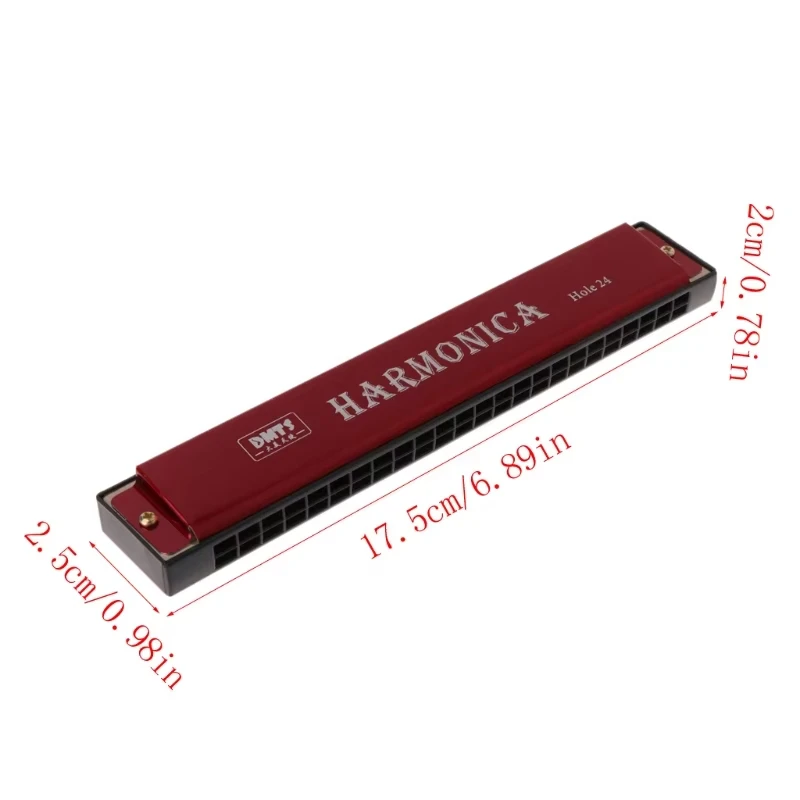 Professional 24 Hole Harmonica Mouth Metal Organ for Beginners with Case for Beginner Students Kids Gift Miwayer metal harmonica