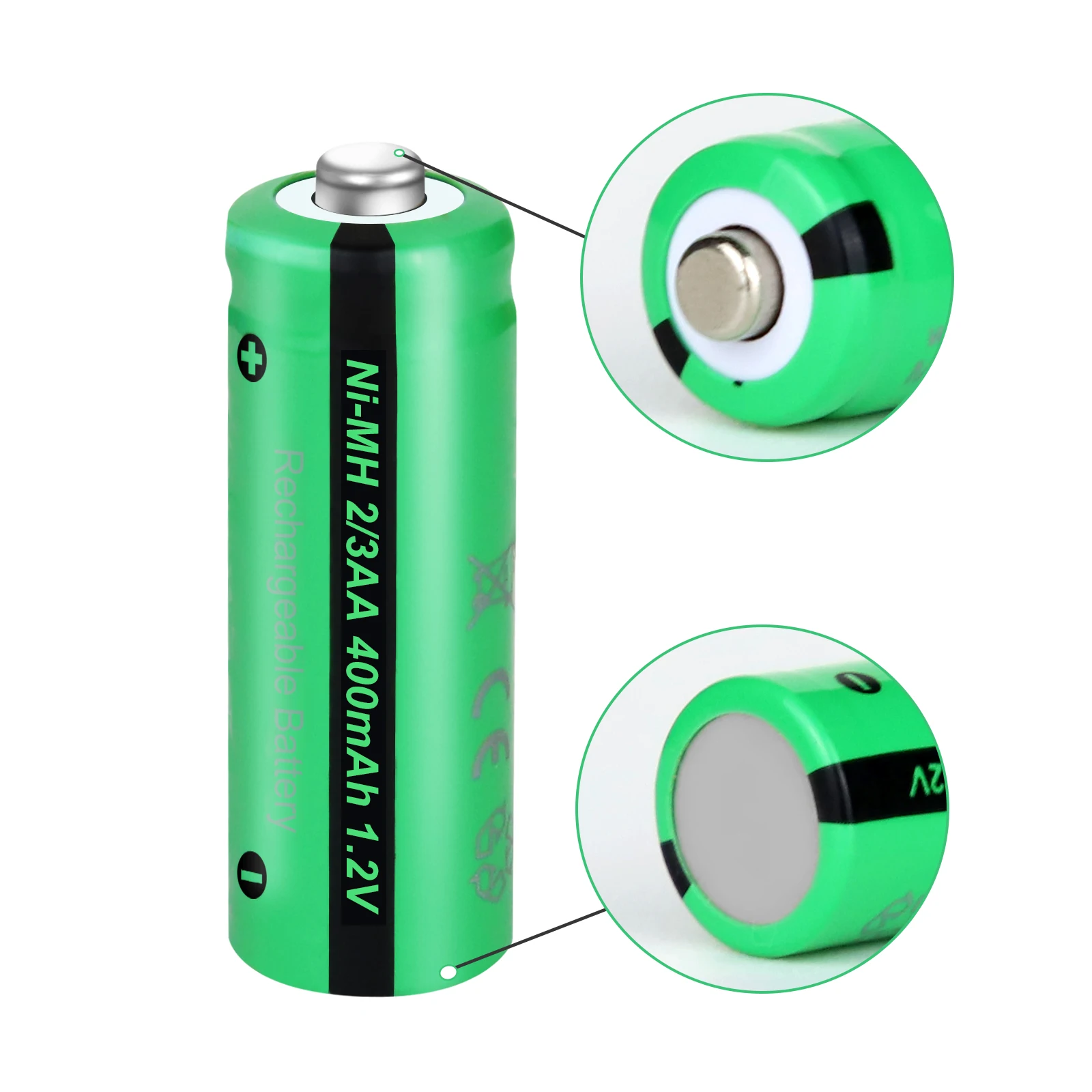Bateria Recarregável para Luzes Solares Parte Superior do Botão Pkcell 8pc Bateria Indurstry da Lâmpada Ni-mh 1.2v 400mah - Image 2