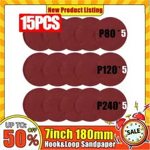 

15pcs 7Inch 180mm Grit 80-5000 Sanding Paper Discs Hook Loop Sandpaper Round Disk Sand Sheet