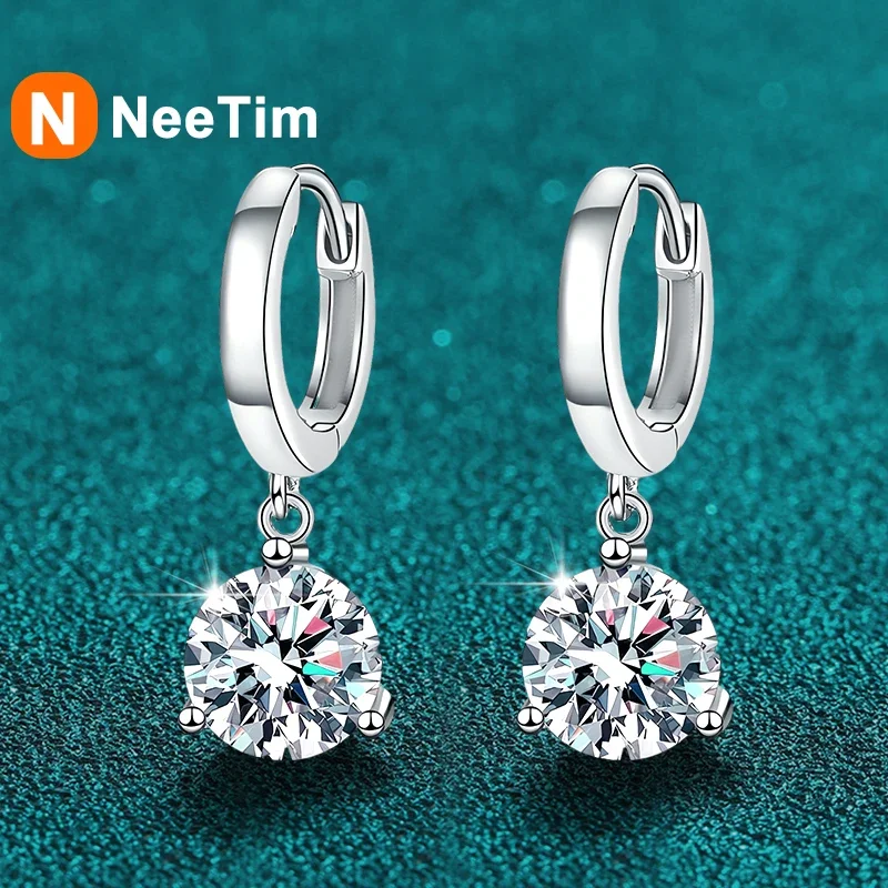 Ear Accessories 2ct Moissanite Earrings S925 Sterling Silver Drop Earring for Women