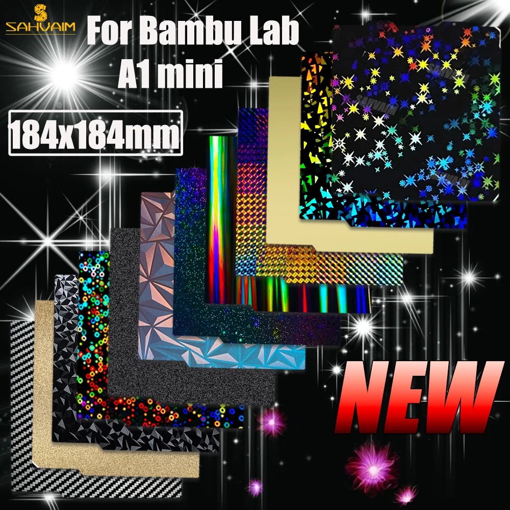 Bambu 연구실용 미니 빌드 플레이트 Juupine, 184x184 Pey 마그네틱 베드 PEO 시트, H1H 플레이트, 용수철 스틸 시트, Bambulab용 Pei 시트, A1