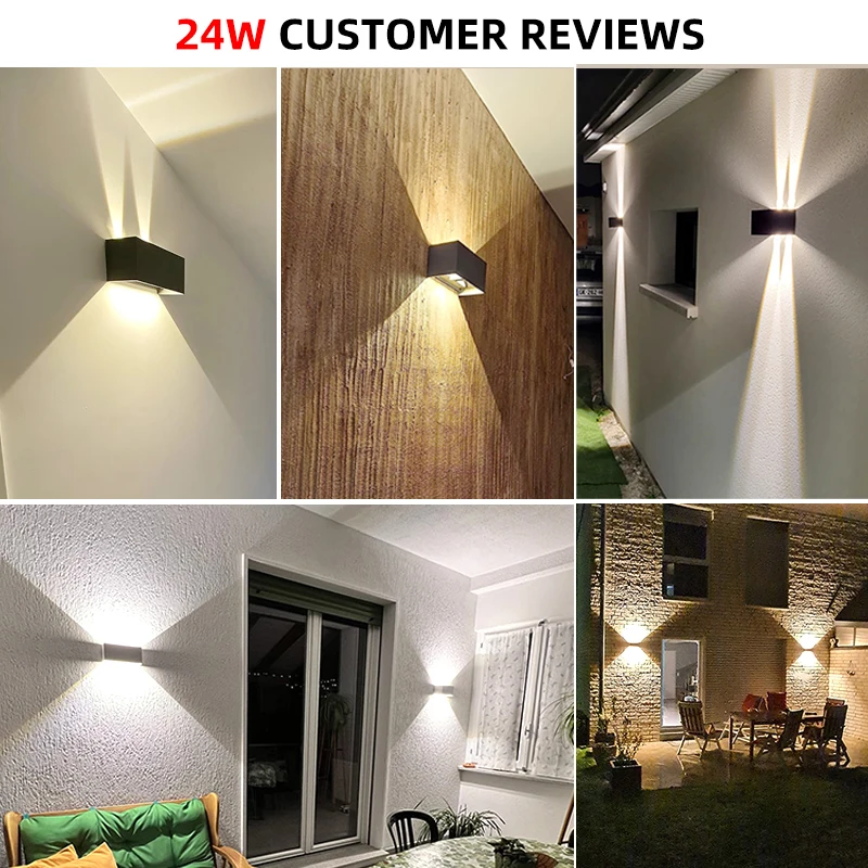 Wall Light LED Wall Lamp Up and Down LED Wall Lamp Waterproof IP65 Interior Wall Light For Living Room Bedroom Stair Corridor 24W Indoor Outdoor Lighting