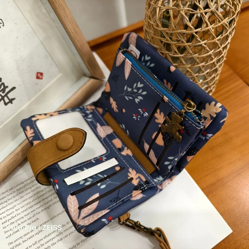 Women Cute Zipper Hasp Short Wallet PU Leather-Capacity Coin Purse Money Bag Frosted Printing ID Card Holder Girl Cute Clutch